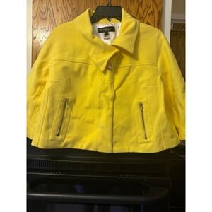 Cache Contour Collection Yellow Cropped Jacket Zipper Pockets Size S Made in USA